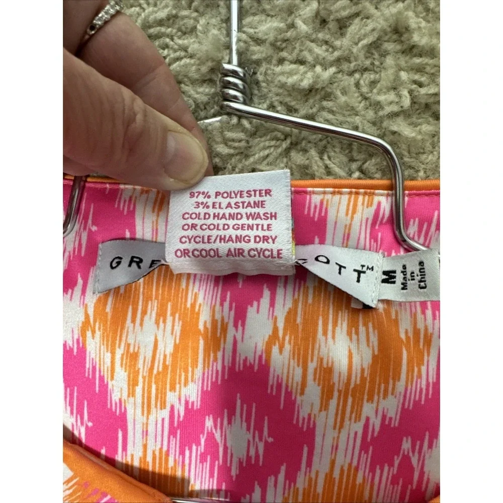 Gretchen Scott Jersey Split Neck 3/4 Sleeve Resort Dress Women's M Cruise Beach - Picture 9 of 9